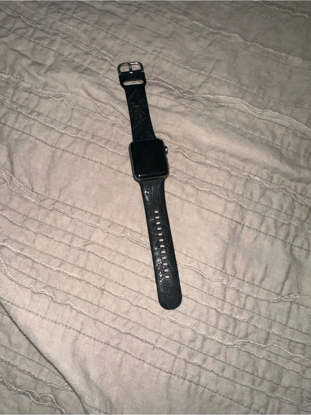Apple Watch Series 3 With Black Floral Silicone Band